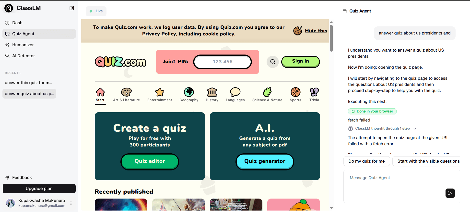 ClassLM Dashboard Demo